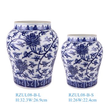 RZUL08-B-L-S    青花缠枝莲纹罐子大小号