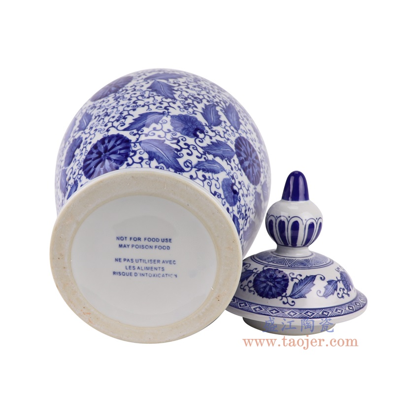 青花缠枝莲将军罐,产品编号:RXAE-FL10-818A 产品尺寸(单位cm): 高51.5直径26.5口径底径12重量3.1KG