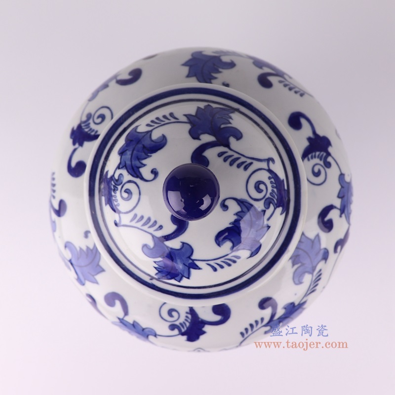 青花花卉将军罐将军坛,产品编号:RXAE-FL19-144 产品尺寸(单位cm): 高25.5直径18.7口径底径12重量1.28KG