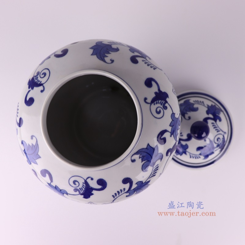 青花花卉将军罐将军坛,产品编号:RXAE-FL19-144 产品尺寸(单位cm): 高25.5直径18.7口径底径12重量1.28KG