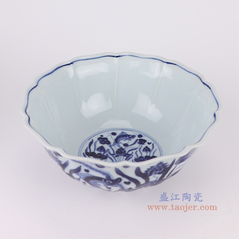 青花鱼藻纹大碗,产品编号:RXAG01 产品尺寸(单位cm): 高10.2直径23口径底径9.3重量0.8KG
