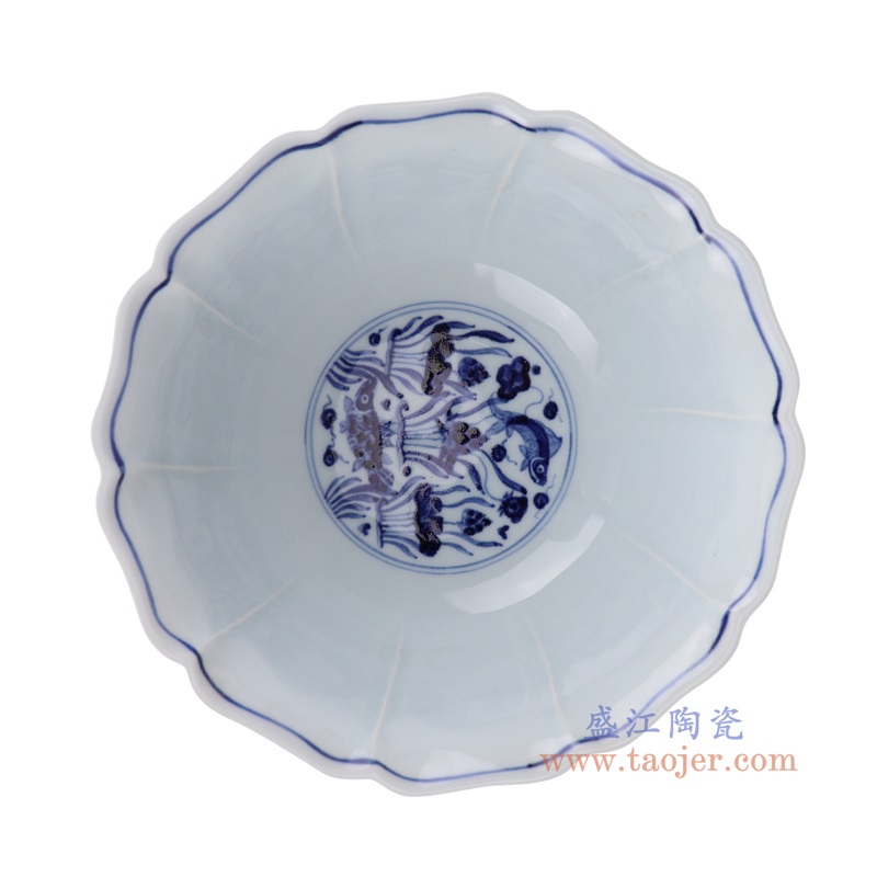 青花鱼藻纹大碗,产品编号:RXAG01 产品尺寸(单位cm): 高10.2直径23口径底径9.3重量0.8KG
