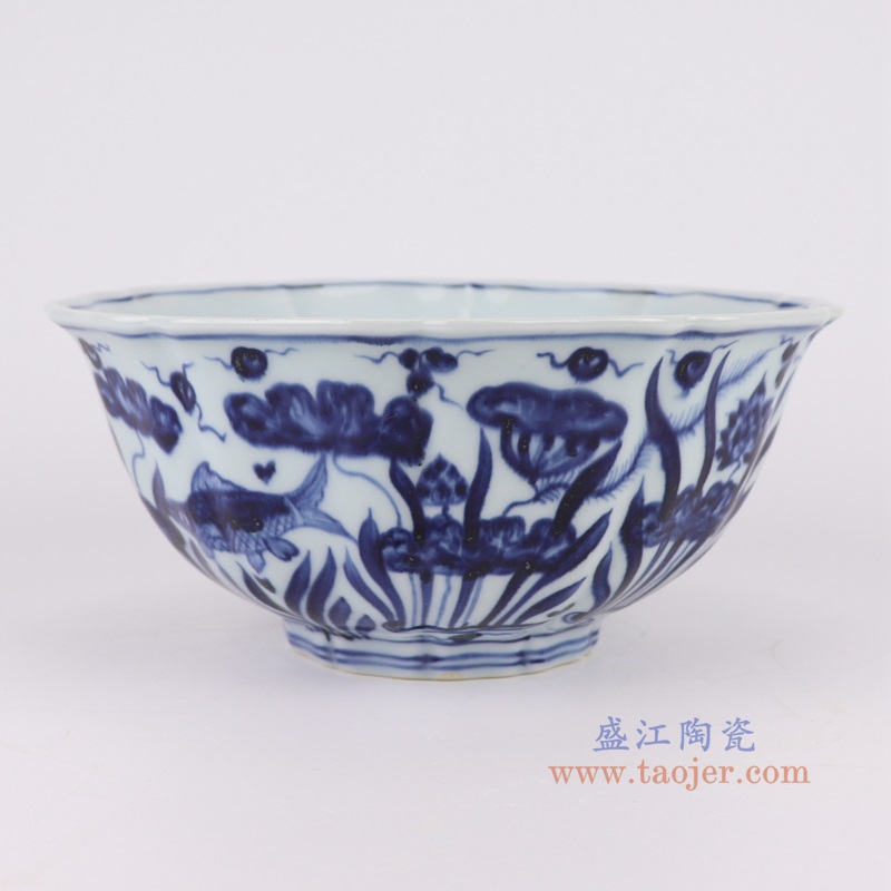 青花鱼藻纹大碗,产品编号:RXAG01 产品尺寸(单位cm): 高10.2直径23口径底径9.3重量0.8KG
