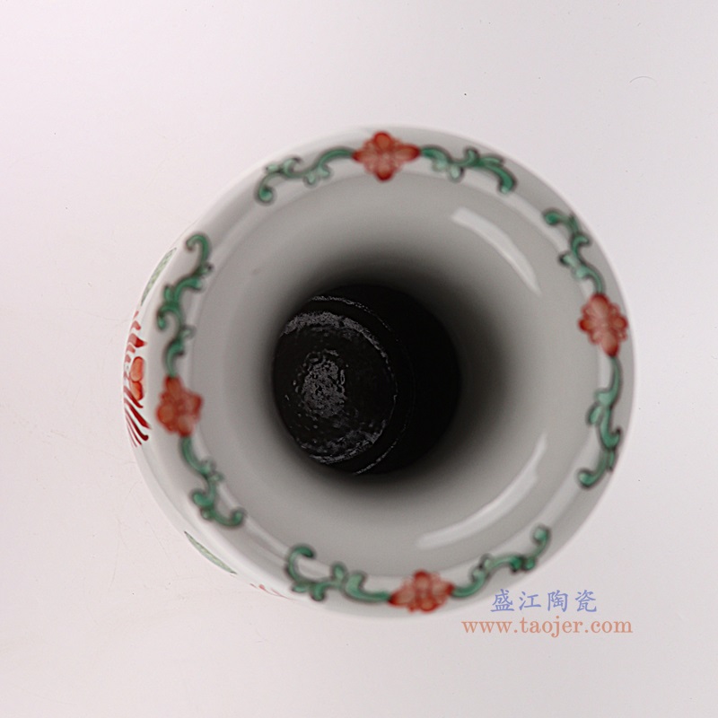 红绿斗彩鱼藻纹长颈瓶,产品编号:RZHD06 产品尺寸(单位cm): 高43.5直径21.5口径底径14.5重量3.75KG