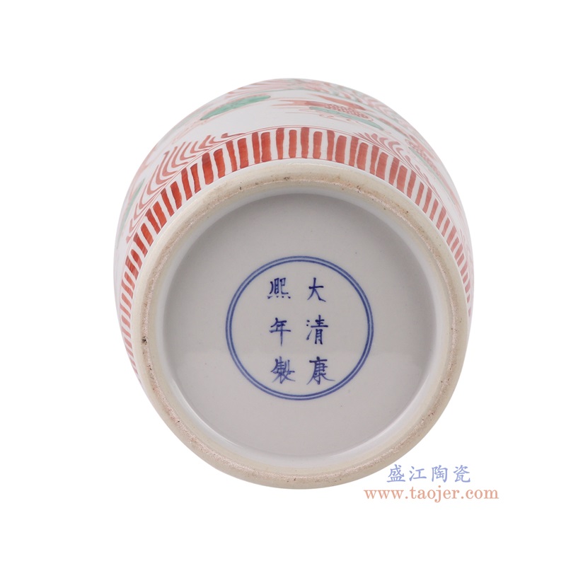 红绿斗彩鱼藻纹长颈瓶,产品编号:RZHD06 产品尺寸(单位cm): 高43.5直径21.5口径底径14.5重量3.75KG