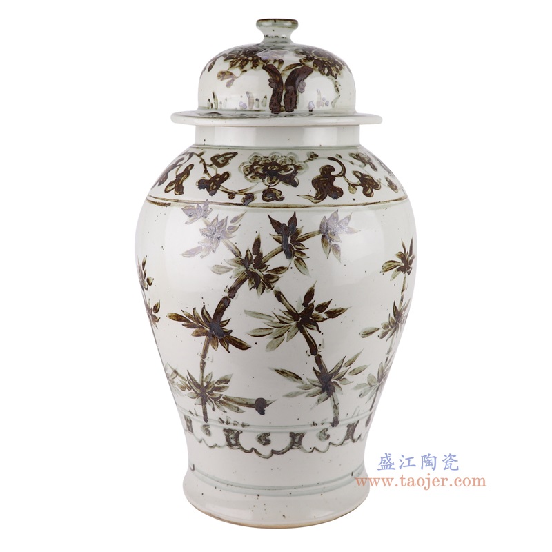 仿古洪武釉里红太阳花竹纹将军罐,产品编号:RZOX18-B 产品尺寸(单位cm): 高57直径31口径底径13.2重量11KG