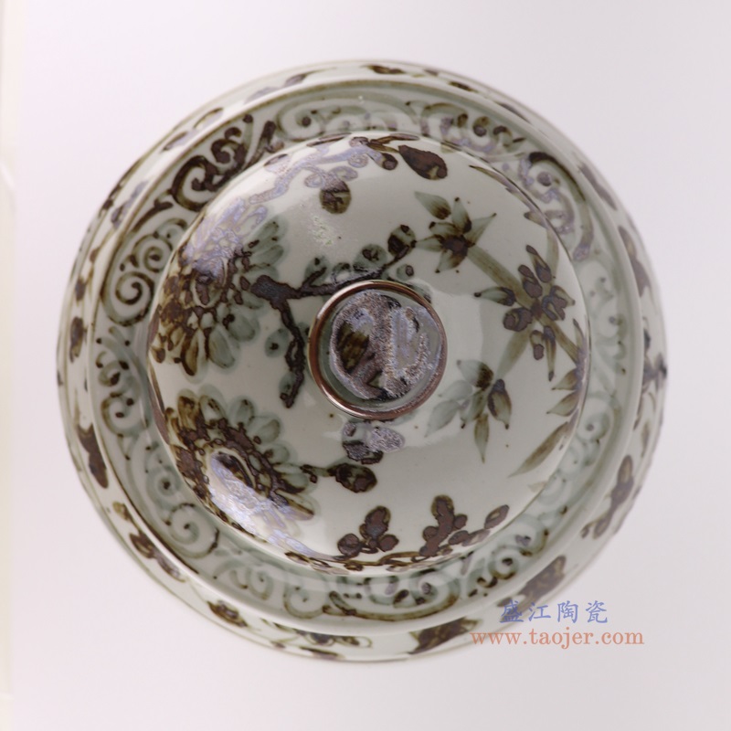 仿古洪武釉里红太阳花竹纹将军罐,产品编号:RZOX18-B 产品尺寸(单位cm): 高57直径31口径底径13.2重量11KG