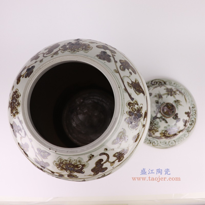 仿古洪武釉里红太阳花竹纹将军罐,产品编号:RZOX18-B 产品尺寸(单位cm): 高57直径31口径底径13.2重量11KG