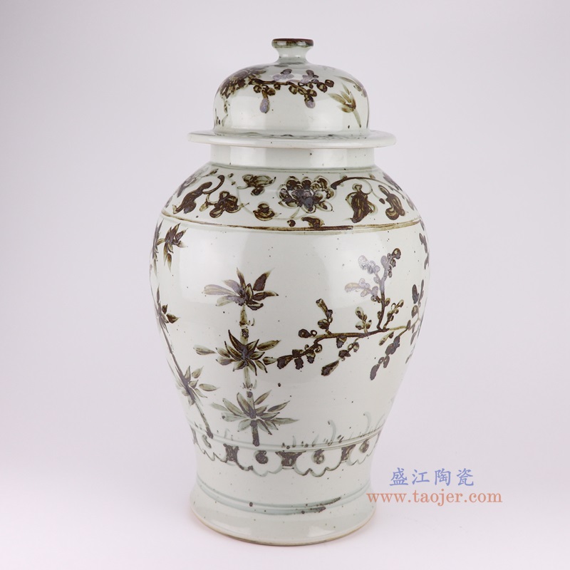 仿古洪武釉里红太阳花竹纹将军罐,产品编号:RZOX18-B 产品尺寸(单位cm): 高57直径31口径底径13.2重量11KG
