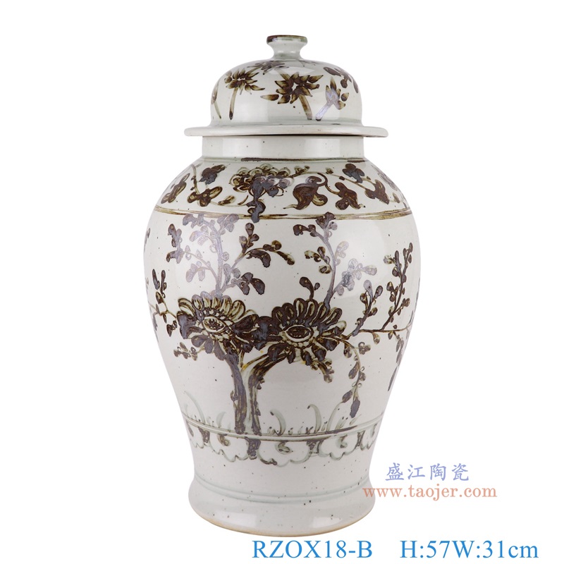仿古洪武釉里红太阳花竹纹将军罐,产品编号:RZOX18-B 产品尺寸(单位cm): 高57直径31口径底径13.2重量11KG