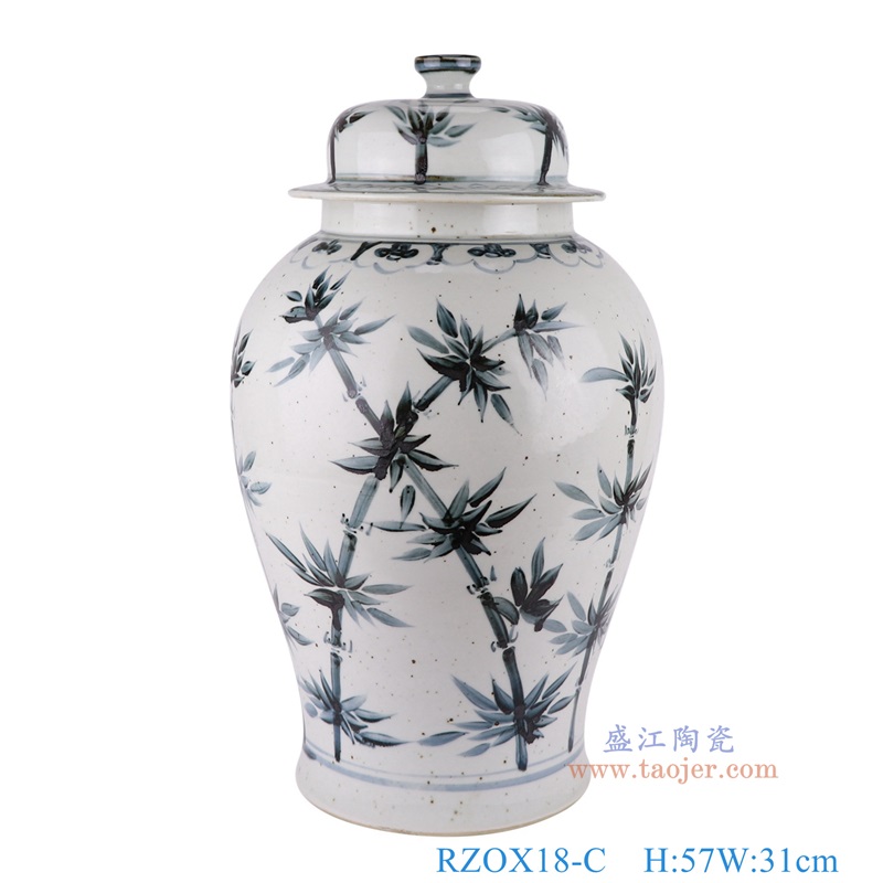 仿古墨彩竹纹将军罐,产品编号:RZOX18-C 产品尺寸(单位cm): 高57直径31口径底径13.2重量11KG