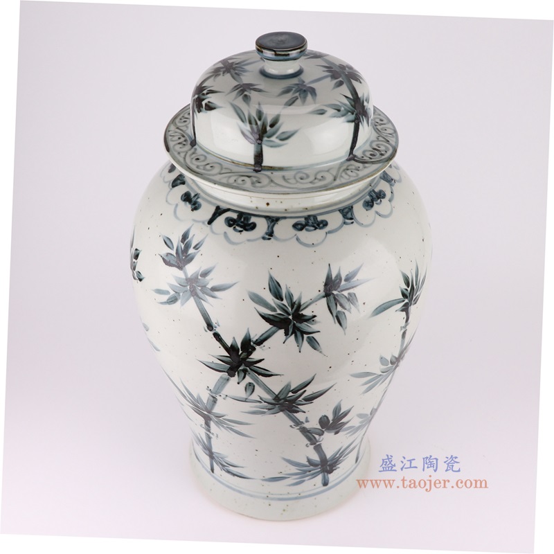 仿古墨彩竹纹将军罐,产品编号:RZOX18-C 产品尺寸(单位cm): 高57直径31口径底径13.2重量11KG