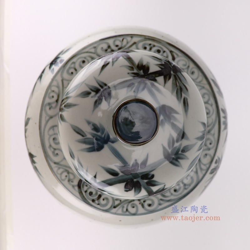 仿古墨彩竹纹将军罐,产品编号:RZOX18-C 产品尺寸(单位cm): 高57直径31口径底径13.2重量11KG