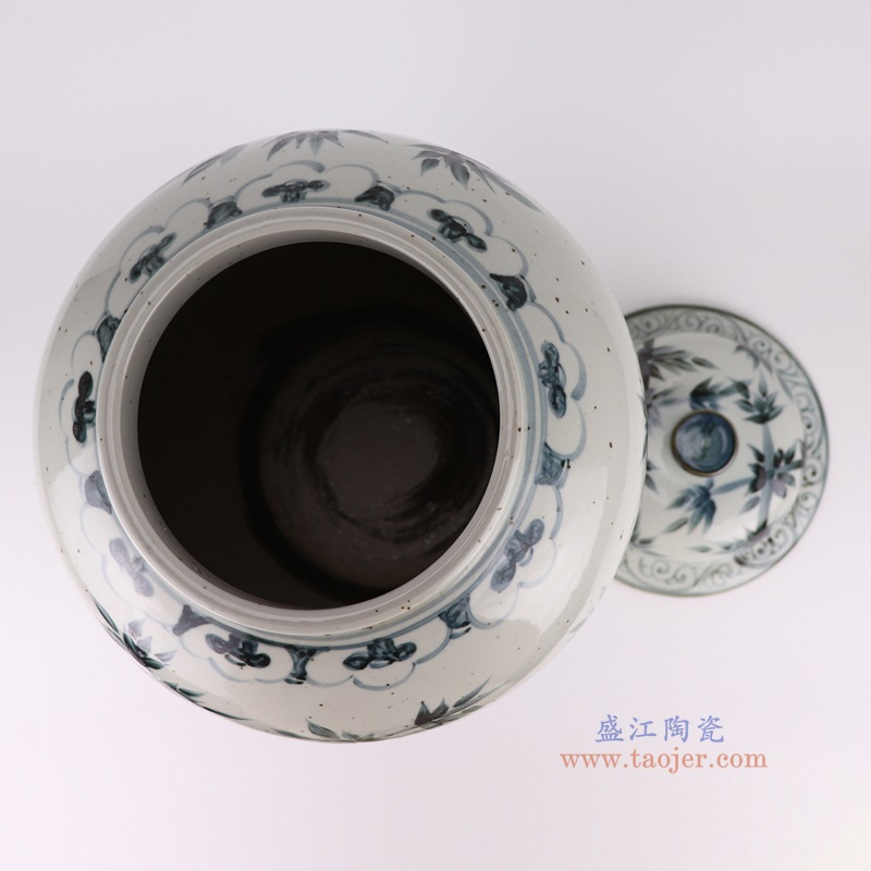 仿古墨彩竹纹将军罐,产品编号:RZOX18-C 产品尺寸(单位cm): 高57直径31口径底径13.2重量11KG