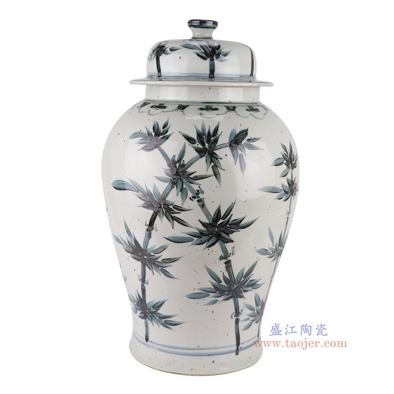仿古墨彩竹纹将军罐,产品编号:RZOX18-C 产品尺寸(单位cm): 高57直径31口径底径13.2重量11KG