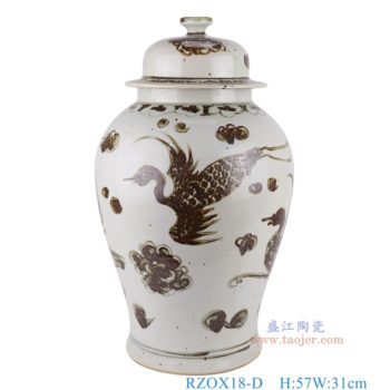 RZOX18-D    仿古洪武釉里红凤凰将军罐    高57直径31口径底径13.2重量11KG
