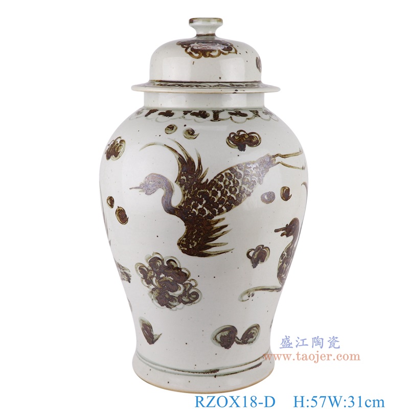 仿古洪武釉里红凤凰将军罐,产品编号:RZOX18-D 产品尺寸(单位cm): 高57直径31口径底径13.2重量11KG
