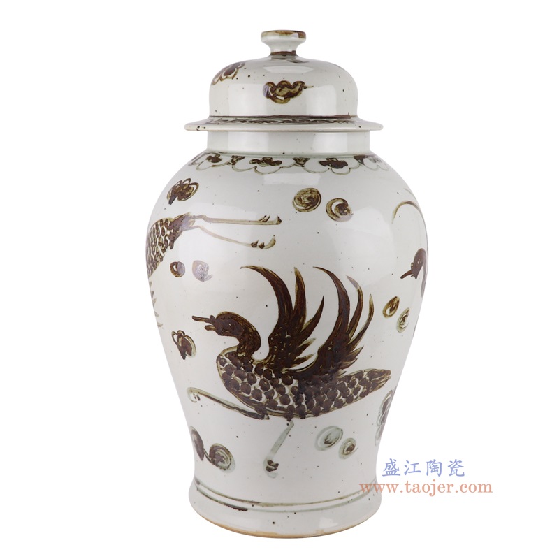 仿古洪武釉里红凤凰将军罐,产品编号:RZOX18-D 产品尺寸(单位cm): 高57直径31口径底径13.2重量11KG
