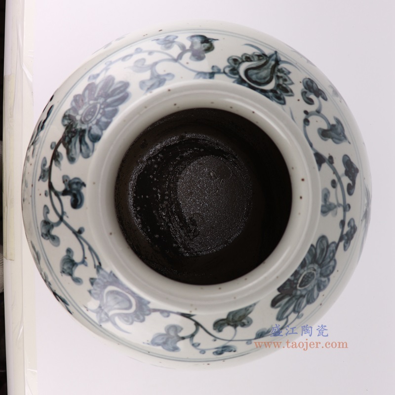 仿古青花太阳花卉坛罐子,产品编号:RZOX21-A 产品尺寸(单位cm): 高38.5直径35.8口径底径20重量10.85KG