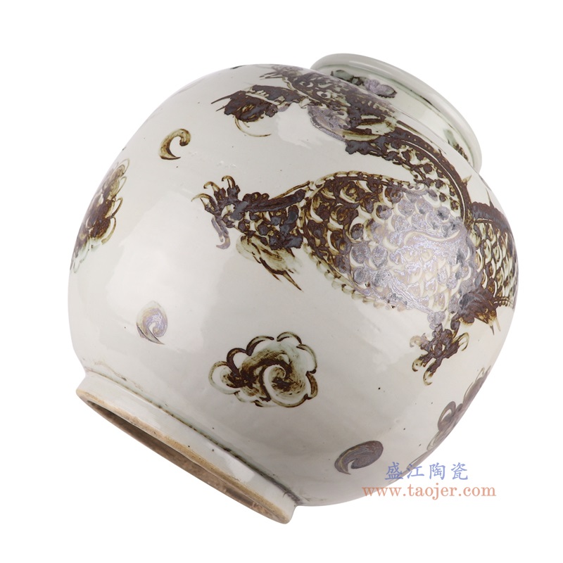 仿古洪武釉里红龙纹坛罐子,产品编号:RZOX21-B 产品尺寸(单位cm): 高38.5直径35.8口径底径20重量10.85KG