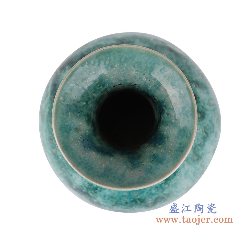 窑变绿釉玉壶春瓶,产品编号:RZSP35 产品尺寸(单位cm): 高32.3直径19.6口径6底径11重量1.8KG