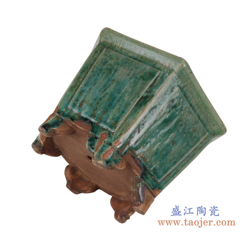 窑变绿釉六方花盆香炉,产品编号:RZSP37 产品尺寸(单位cm): 高12.5直径19口径11.2底径重量KG