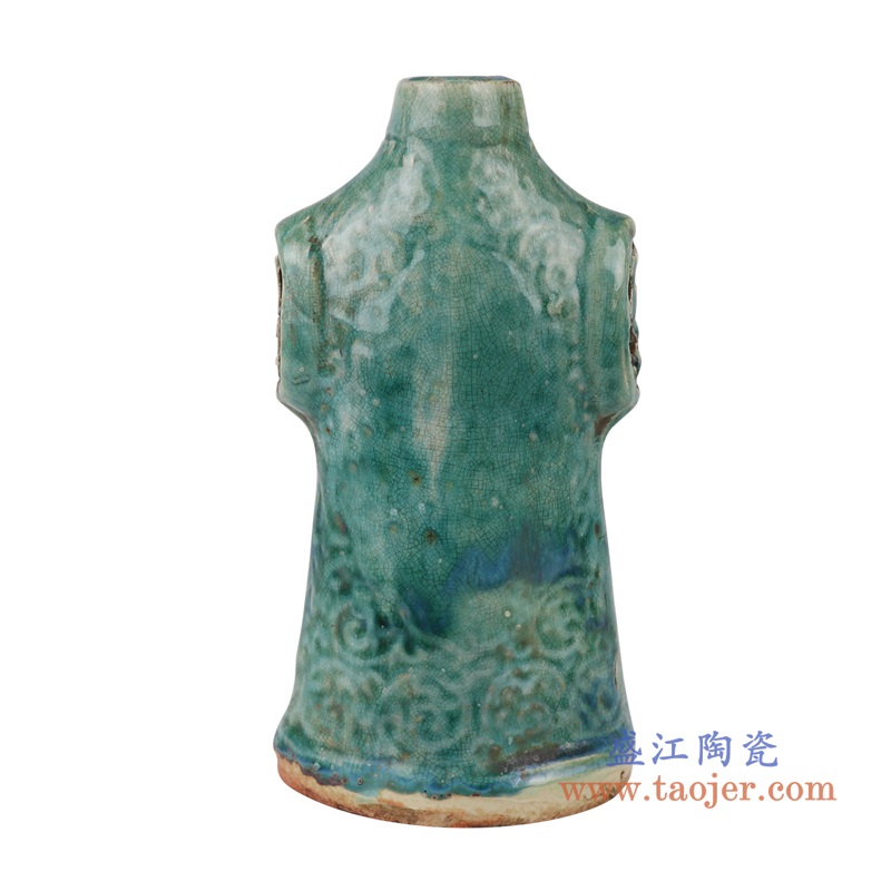 窑变绿釉衣服形状花瓶,产品编号:RZSP39 产品尺寸(单位cm): 高25直径13口径11.2底径重量1.3KG