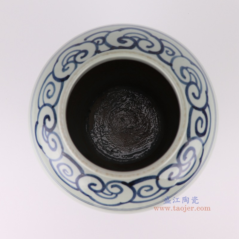 青花葡萄纹大罐,产品编号:RZSX55 产品尺寸(单位cm): 高29.5直径22.4口径底径14.5重量3.5KG