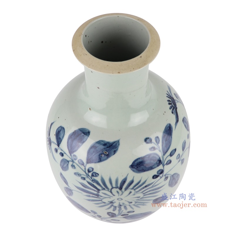 青花太阳花竹纹花瓶,产品编号:RZSX56 产品尺寸(单位cm): 高37直径21.8口径底径12.2重量4.35KG