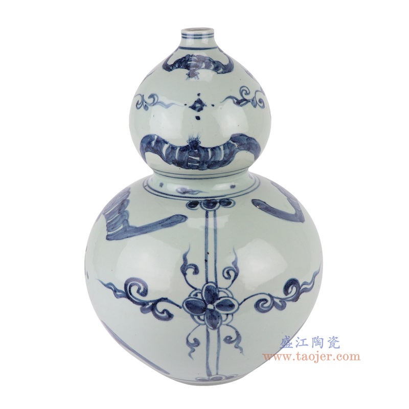 青花蝙蝠纹葫芦瓶,产品编号:RZSX57 产品尺寸(单位cm): 高38.5直径26.5口径底径11.7重量5.9KG