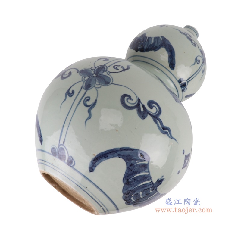 青花蝙蝠纹葫芦瓶,产品编号:RZSX57 产品尺寸(单位cm): 高38.5直径26.5口径底径11.7重量5.9KG