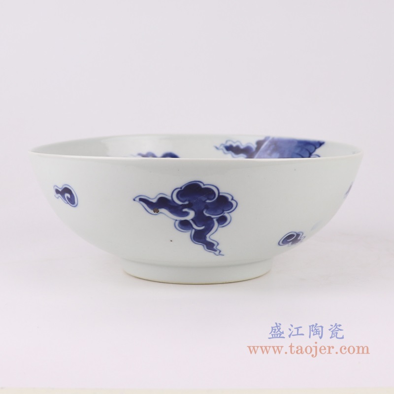青花过江龙纹碗,产品编号:RZUL11-A 产品尺寸(单位cm): 高8.3直径21.8口径20.6底径重量0.8KG
