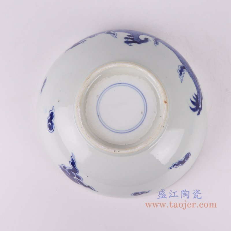 青花过江龙纹碗,产品编号:RZUL11-A 产品尺寸(单位cm): 高8.3直径21.8口径20.6底径重量0.8KG