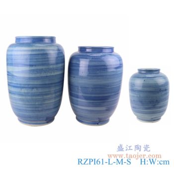 RZPI61-L    青花条纹直筒瓶大号   高：41.2直径：28口径：18.5底径：18重量：6.6KG