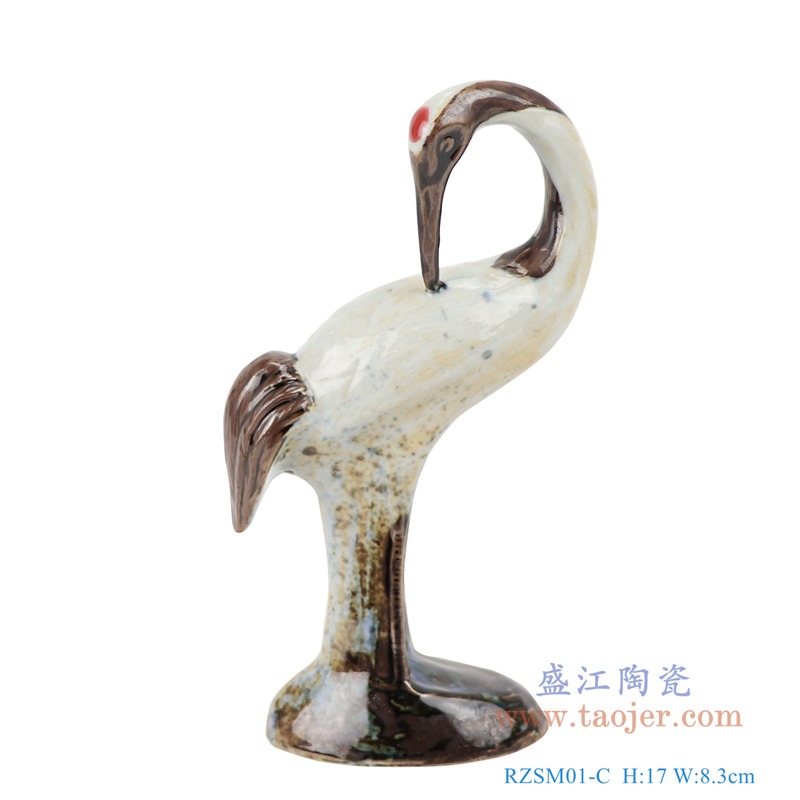 颜色釉窑变釉雕刻雕塑单羽回头仙鹤；产品编号：RZSM01-C       产品尺寸(单位cm):  高：17直径：8.3口径：底径：6重量：0.1KG