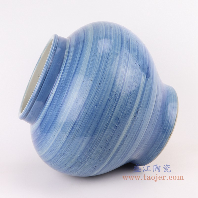 青花条纹缸坛罐大号；产品编号：RZPI49-L       产品尺寸(单位cm):  高：31直径：35口径：19.5底径：20重量：7.8KG