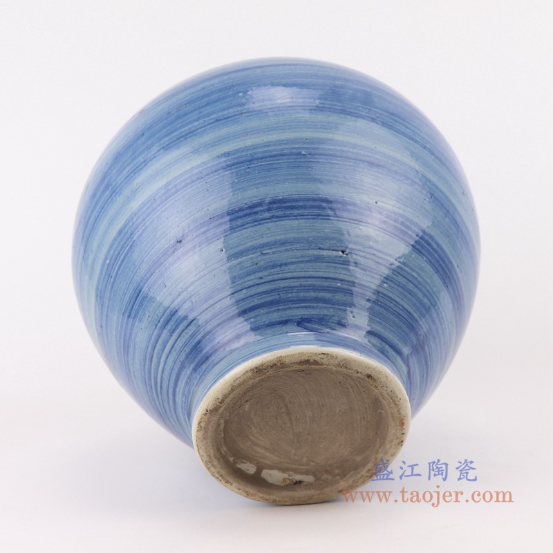 青花条纹缸坛罐子；产品编号：RZPI50       产品尺寸(单位cm):  高：25.5直径：25口径：12底径：11重量：3.1KG