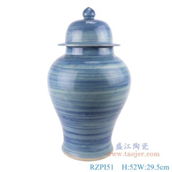 RZPI51   青花条纹将军罐     高：52直径：29.5口径：16.3底径：19.2重量：7.6KG