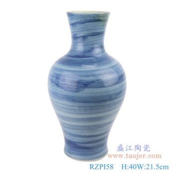 RZPI58    青花分水条纹鱼尾观音瓶；   高：40直径：21.5口径：11.4底径：13重量：8.3KG