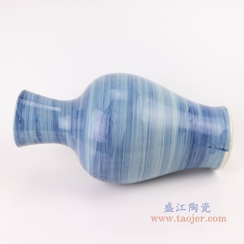 青花分水条纹鱼尾观音瓶；产品编号：RZPI58       产品尺寸(单位cm):  高：40直径：21.5口径：11.4底径：13重量：8.3KG