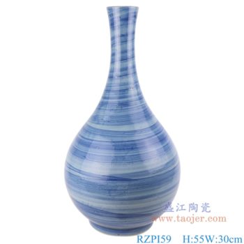 RZPI59   青花条纹胆瓶大号；   高：55直径：30口径：7.6底径：17.5重量：6.4KG