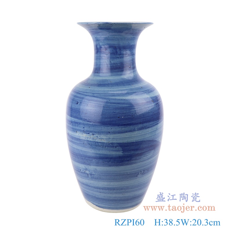 青花条纹莲子瓶；产品编号：RZPI60       产品尺寸(单位cm):  高：38.5直径：20.3口径：15.2底径：11.8重量：3.4KG