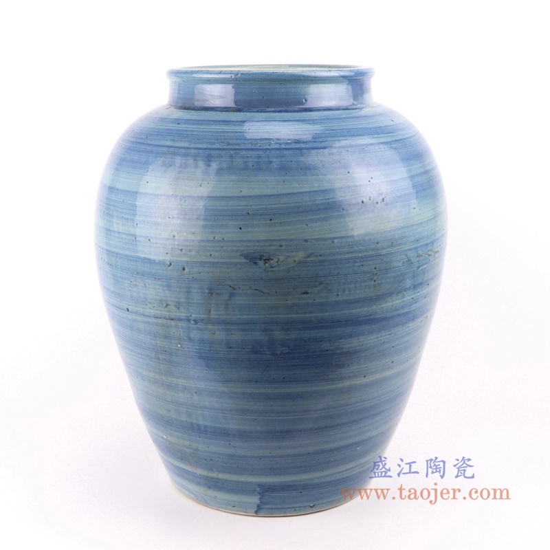 青花条纹罐子缸；产品编号：RZPI62       产品尺寸(单位cm):  高：38.5直径：31.8口径：18底径：17重量：8KG