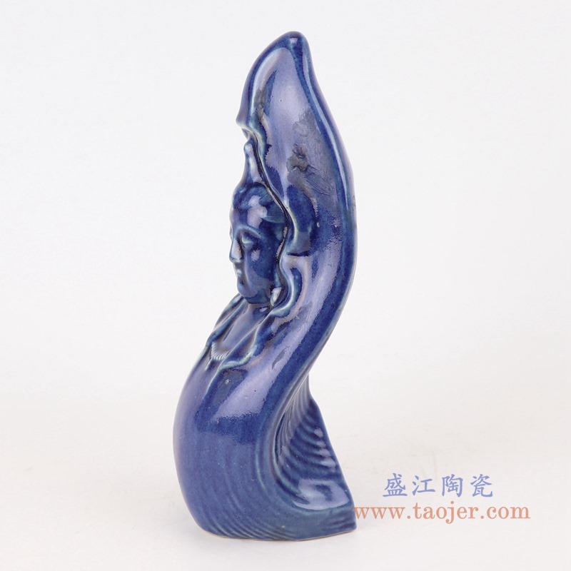 颜色釉祭蓝深蓝釉雕刻雕塑蛇身佛头佛像；产品编号：RZQW07       产品尺寸(单位cm):  高：22直径：8口径：底径：重量：0.4KG
