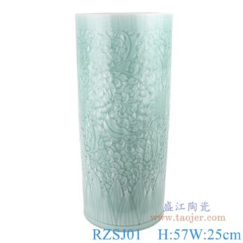 RZSJ01   影青釉雕刻缠枝箭筒；    高：57直径：25口径：25底径：23重量：KG