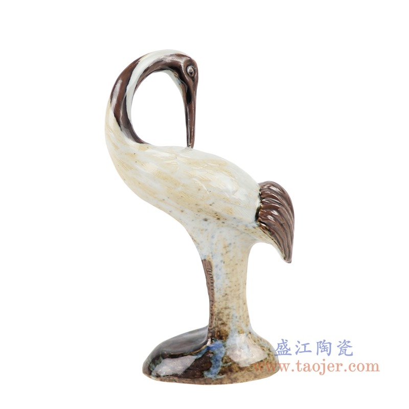 颜色釉窑变釉雕刻雕塑单羽回头仙鹤；产品编号：RZSM01-C       产品尺寸(单位cm):  高：17直径：8.3口径：底径：6重量：0.1KG