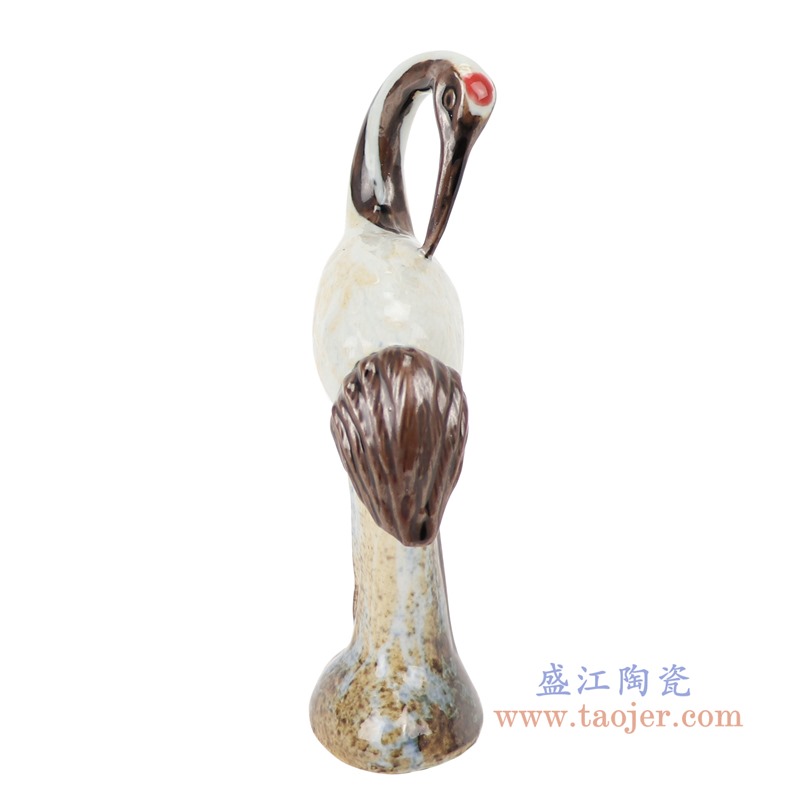 颜色釉窑变釉雕刻雕塑单羽回头仙鹤；产品编号：RZSM01-C       产品尺寸(单位cm):  高：17直径：8.3口径：底径：6重量：0.1KG