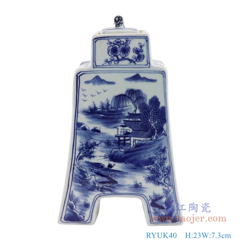 青花花鸟异形花瓶;产品编号:RYUK40 产品尺寸(单位cm): 高:23直径:7.3口径:底径:重量:1KG