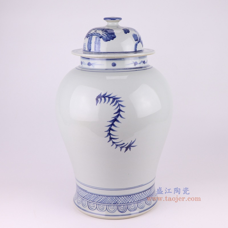青花花鸟将军罐一对,产品编号:RZFI05-D-NEW 产品尺寸(单位cm): 高46直径26口径底径20重量6.3KG