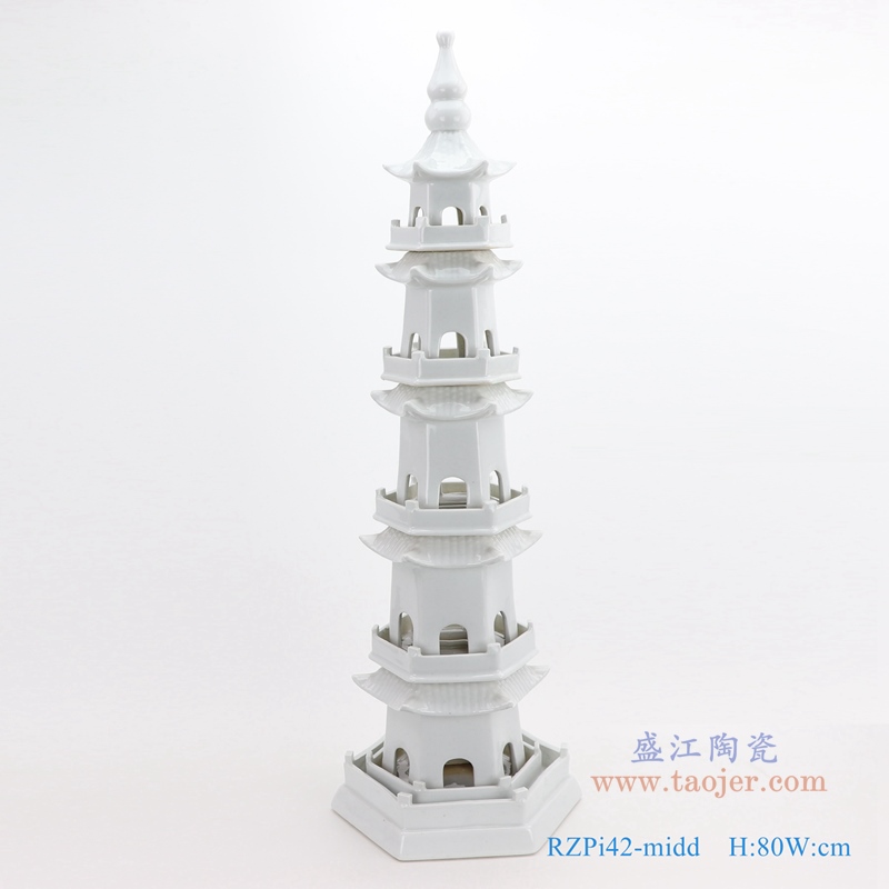 纯白色五层宝塔;产品编号:RZPi42-midd 产品尺寸(单位cm): 高:80直径:口径:56底径:重量:KG